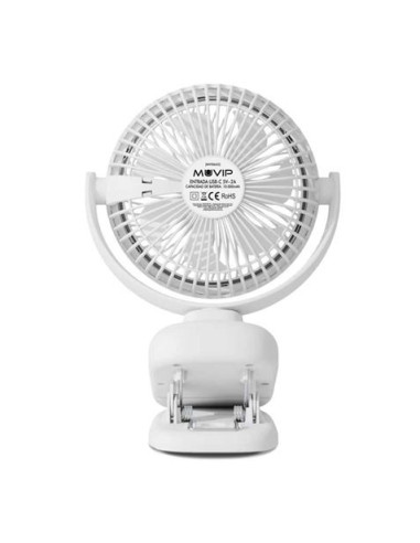 VENTILADOR PORTATIL TIPO CLIP 6 OSCILANTE CON LUZ LED Y BATERÍA MUVIP