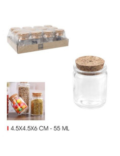 TARRO VIDRIO CON TAPON CORCHO 55ML LA MEDITERRANEA