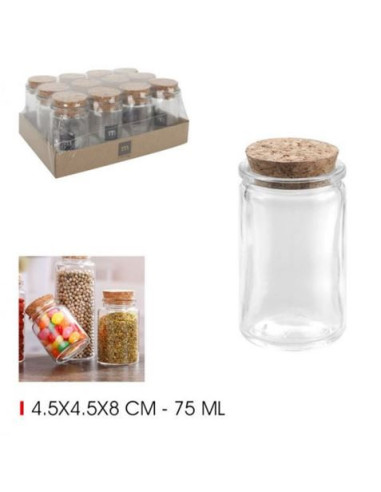 TARRO VIDRIO CON TAPON CORCHO 75ML LA MEDITERRANEA