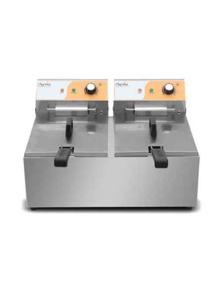 FREIDORA ELÉCTRICA PROFESIONAL 11+11 LITROS 2X3000W CHEF PRO