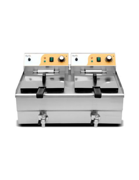 FREIDORA ELÉCTRICA PROFESIONAL 16+16 LITROS 2X3000W CHEF PRO