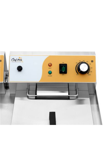 FREIDORA ELÉCTRICA PROFESIONAL 16+16 LITROS 2X3000W CHEF PRO