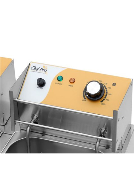 FREIDORA ELÉCTRICA PROFESIONAL DOBLE 9+9 LITROS 2X2500W CHEF PRO