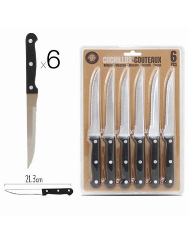 PACK 6 CUCHILLOS 21.3CM MANGO DE MADERA