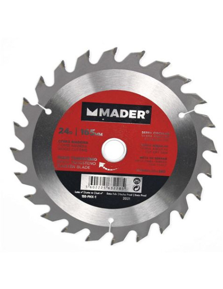 DISCOS CORTE MADERA PARA SIERRAS 165MM 24D MADER