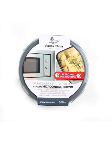 FIAMBRERA ACERO 0.6L REDONDO MICROHORNO STA CLARA