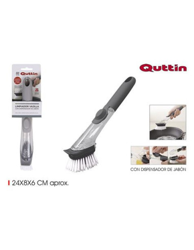 CEPILLO LIMPIADOR VAJILLA CON DISPENSADOR DE JABON QUTTIN