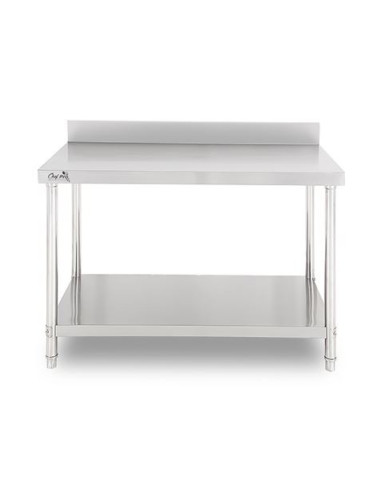 MESA DE TRABAJO ACERO INOXIDABLE 120X70X85CM CON RESPALDO CHEF PRO