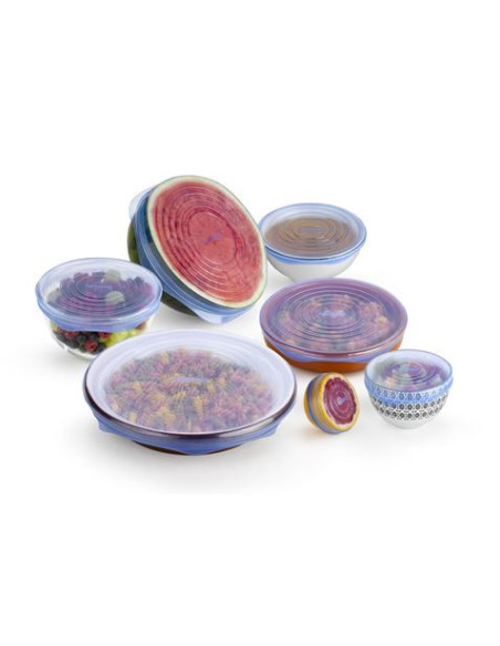 SET 10 TAPAS DE SILICONA PROTECCION ALIMENTOS MONIX