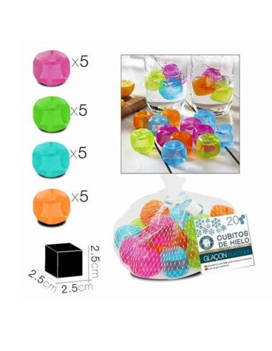 SET 20 CUBITOS DE HIELO REUTILIZABLES COLORES