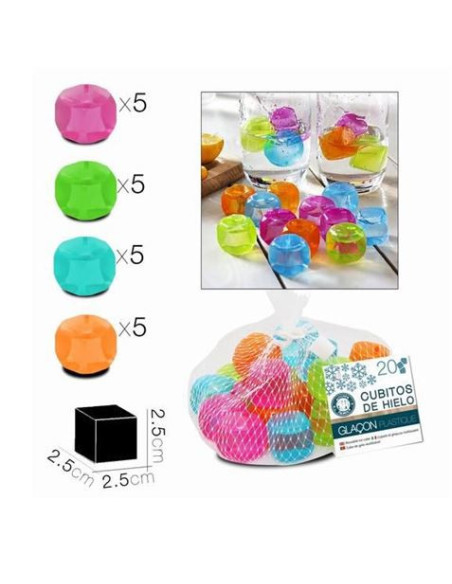 SET 20 CUBITOS DE HIELO REUTILIZABLES COLORES