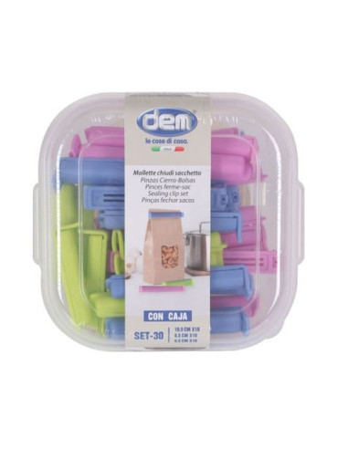 SET 30 PINZAS PLASTICAS DE CIERRE DE ALIMENTOS DEM