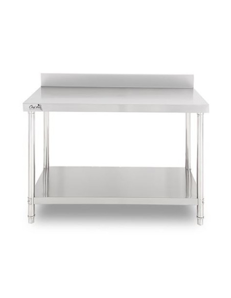 MESA DE TRABAJO ACERO INOXIDABLE 180X70X85CM CON RESPALDO CHEF PRO
