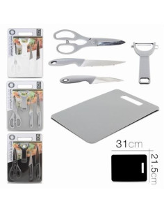 SET TIJERAS + PELADOR + 2 CUCHILLOS + TABLA DE CORTE
