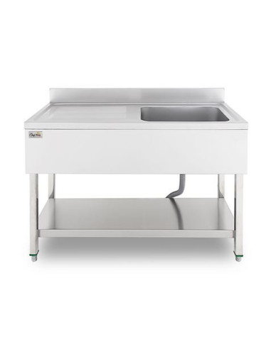 FREGADERO INDUSTRIAL 140X70X85CM CUBETA DERECHA Y ESTANTE CHEF PRO