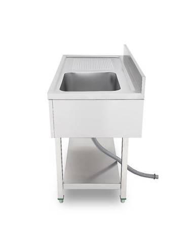 FREGADERO INDUSTRIAL 140X70X85CM CUBETA DERECHA Y ESTANTE CHEF PRO