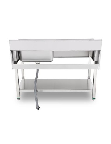 FREGADERO INDUSTRIAL 140X70X85CM CUBETA DERECHA Y ESTANTE CHEF PRO