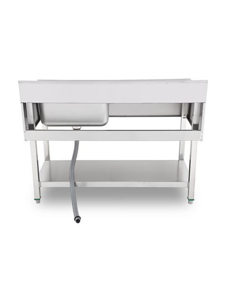 FREGADERO INDUSTRIAL 140X70X85CM CUBETA DERECHA Y ESTANTE CHEF PRO