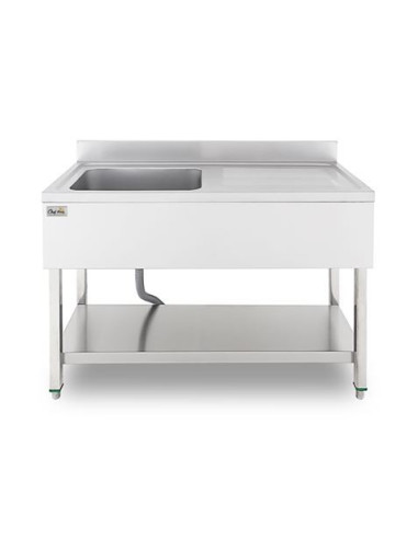 FREGADERO INDUSTRIAL 140X70X85CM CUBETA IZQUIERDA Y ESTANTE CHEF PRO