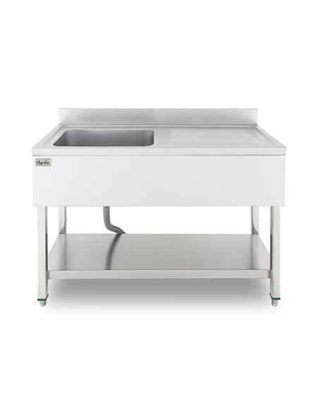FREGADERO INDUSTRIAL 140X70X85CM CUBETA IZQUIERDA Y ESTANTE CHEF PRO