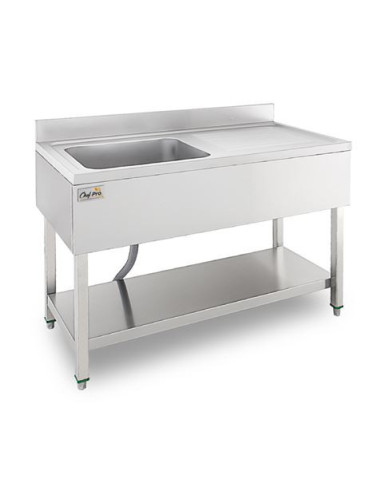 FREGADERO INDUSTRIAL 140X70X85CM CUBETA IZQUIERDA Y ESTANTE CHEF PRO