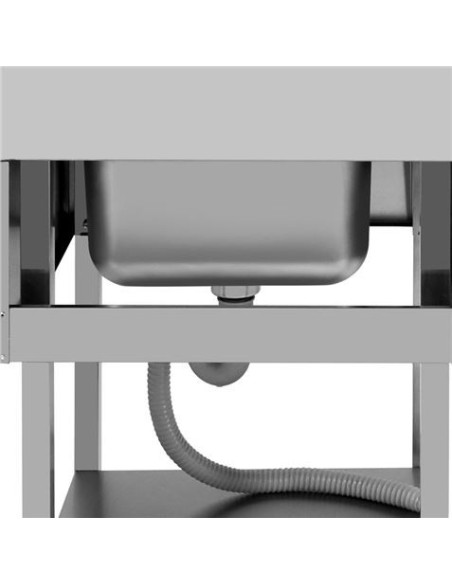FREGADERO INDUSTRIAL 140X70X85CM CUBETA IZQUIERDA Y ESTANTE CHEF PRO