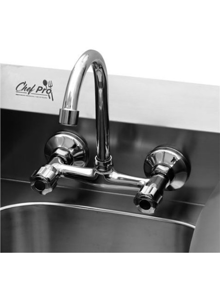 FREGADERO MURAL ACERO INOX PROFESIONAL CON GRIFO Y BACKSPLASH CHEF PRO