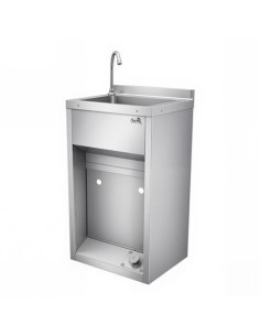 LAVAMANOS ACERO INOX INDUSTRIAL CON GRIFO DE PIE Y DISPENSADOR CHEF PRO