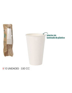 SET 10 VASO BLANCO CARTON 330CC ALGON