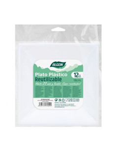 SET 12 PLATOS CUADRADOS 18CM REUTILIZABLE BLANCA ALGON