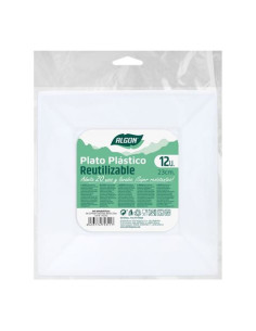 SET 12 PLATOS CUADRADOS REUTILIZABLE BLANCA ALGON