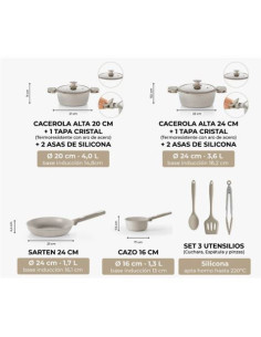 BATERIA DE COCINA 9 PIEZAS DENMARK MONIX 2
