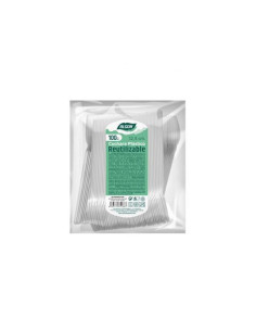 PACK 100 CUCHARAS POSTRE PLASTICAS REUTILIZABLES BLANCAS ALGON