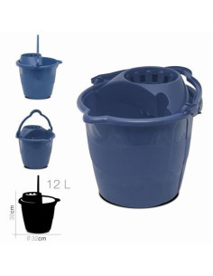 CUBO REDONDO CON ESCURRIDOR 12 LITROS AZUL