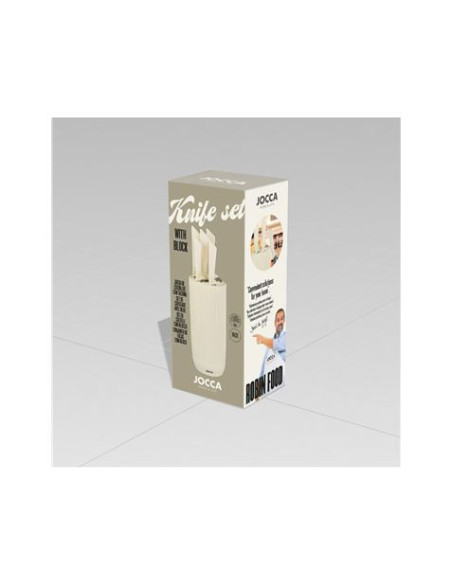 SET 5 CUCHILLOS ACERO INOXIDABLE + TACOMA CREMA JOCCA