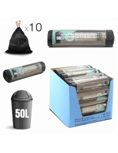 PACK 10 BOLSAS DE BASURA 50 LITROS ECO RECICLADAS NEGRAS