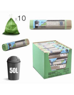 PACK 10 BOLSAS DE BASURA 50 LITROS ECONATURA VERDE
