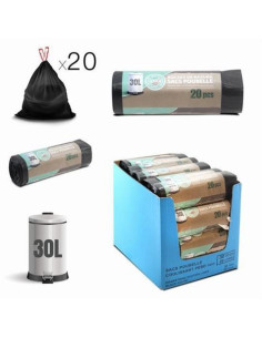 PACK 20 BOLSAS DE BASURA 30 LITROS ECO RECICLADAS NEGRAS