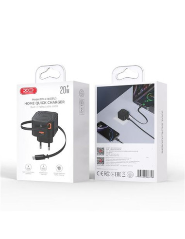 CARGADOR TIPO C CARGA RAPIDA 20W RETRACTIL L165 XO