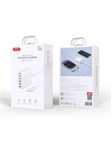 CARGADOR DE CORRIENTE 75W 6 TOMAS 3USB A 3USBC L133 XO