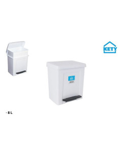 PAPELERA CON PEDAL Y CUBETA INTERIOR 8 LITROS BLANCA