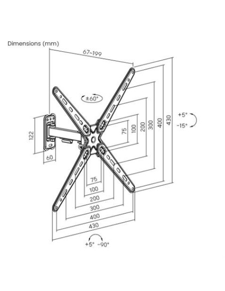 SOPORTE CON BRAZO TV 13-55 UNA EXTENSION CROMAD