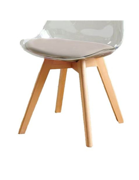 PACK 2 SILLAS DESIGN D1000 TRANSPARENTES + COJÍN MARRÓN MUVIP