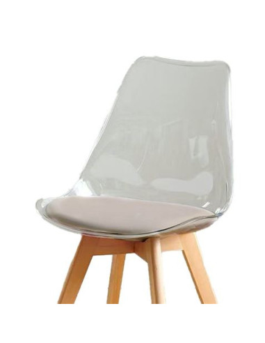 PACK 2 SILLAS DESIGN D1000 TRANSPARENTES + COJÍN MARRÓN MUVIP