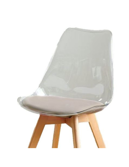 PACK 2 SILLAS DESIGN D1000 TRANSPARENTES + COJÍN MARRÓN MUVIP