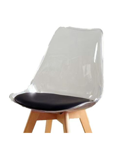 PACK 2 SILLAS DESIGN D1000 TRANSPARENTES + COJÍN NEGRO MUVIP