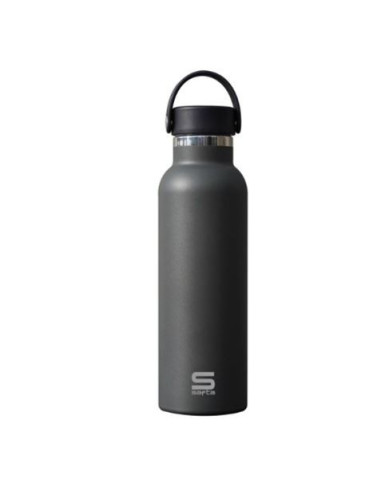 BOTELLA TERMO 600ML ACERO INOXIDABLE BASE SILICONA GRIS SAFTA
