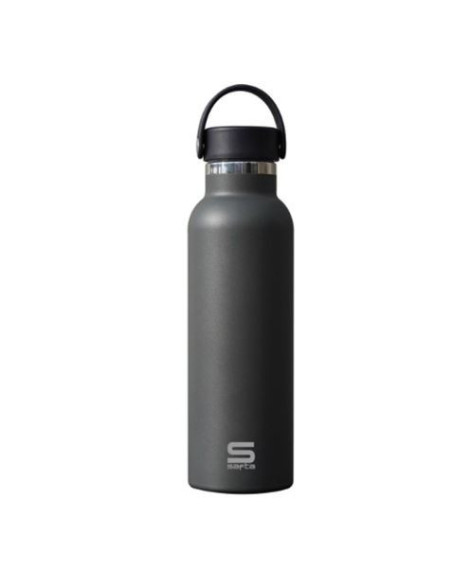 BOTELLA TERMO 600ML ACERO INOXIDABLE BASE SILICONA GRIS SAFTA