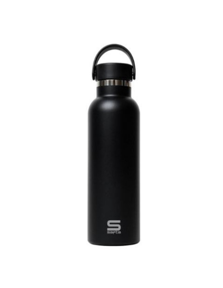 BOTELLA TERMO 600ML ACERO INOXIDABLE BASE SILICONA NEGRO SAFTA