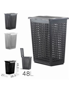 CESTA ROPA RECTANGULAR CON TAPA 48 LITROS BOHO